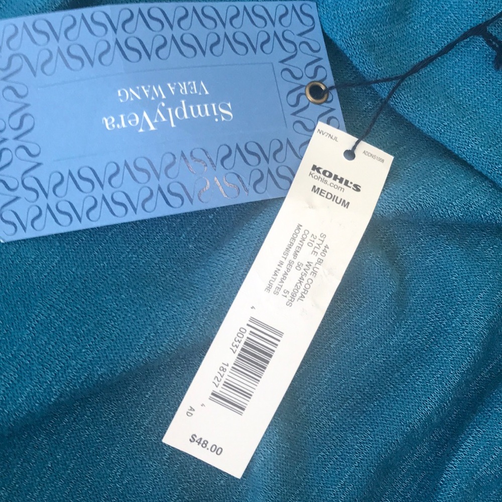 Simply Vera Vera Wang Long Sleeve Top Medium - Picture 7 of 8